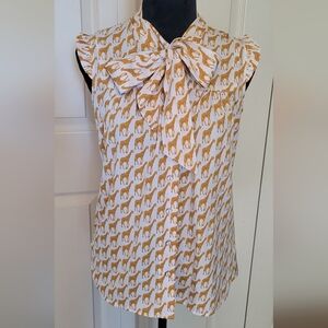 Tommy Hilfiger Giraffe print ruffle accent sleeveless shirt. SIZE small